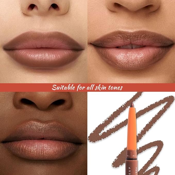 Retractable Matte Lip Liner Pencil, SaddleBrown Plump Lip Liners Long-Lasting Creamy Formula for Shaping & Sculpting lip filler pen, Subtle Touch Velvet Pigmented Crayon Lip Liner 10#