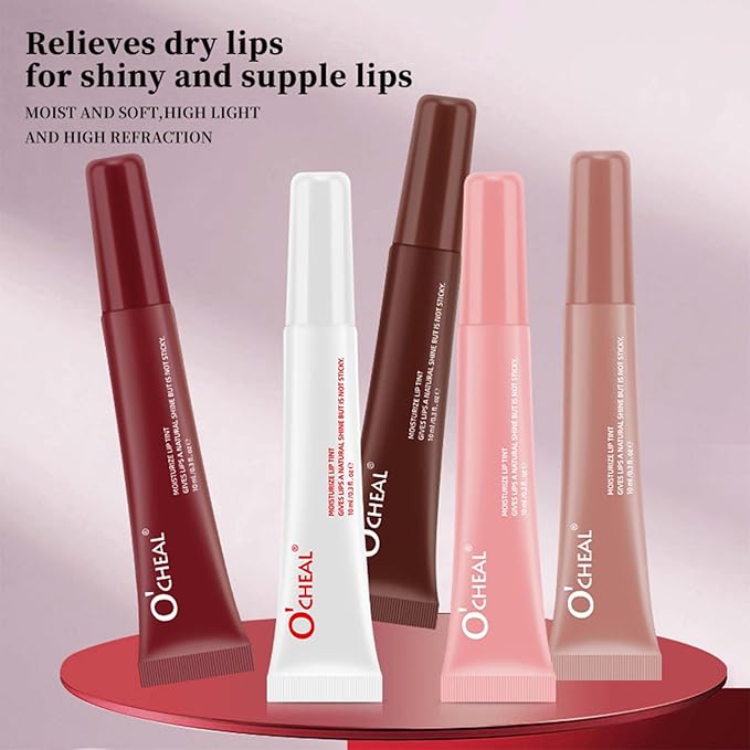 5 Color Glossy Lip Butter Gloss,Moisturizing Non-stick Cup Liquid Lip Gloss,Natural Plumping Lip Tint,Mirror Toot Lip Gloss for Women (5 Colors/Set, A)