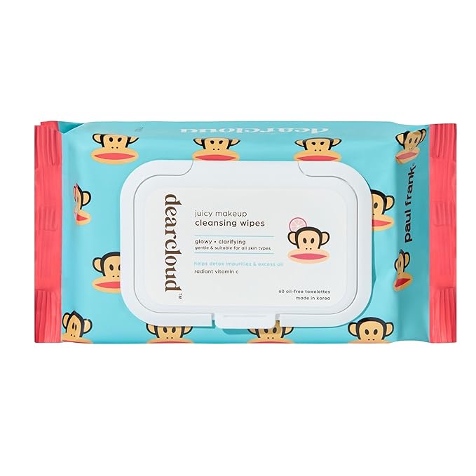 x Paul Frank Juicy Makeup Cleansing Wipes - 60 Count – makeup wipes and makeup remover for face – Oil-Free makeup remover wipes (Radiant Vitamin C)