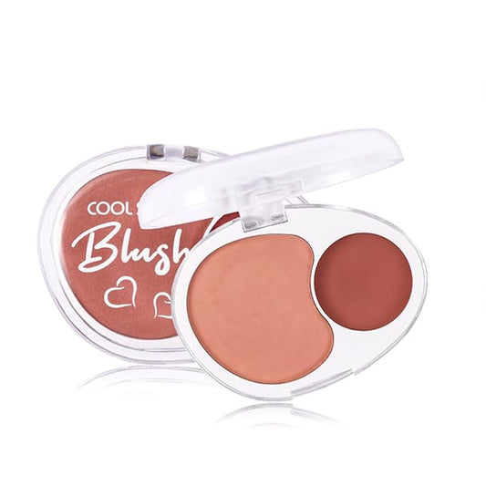 Dual-Tone Face Blush Palette for Cheeks - Waterproof, Long-Lasting, Satin Finish, Creamy Texture, Sculpting, All Skin Tones, Squalane, Highlighting, for Home, Travel, Makeup 2 Tone Tint 9#