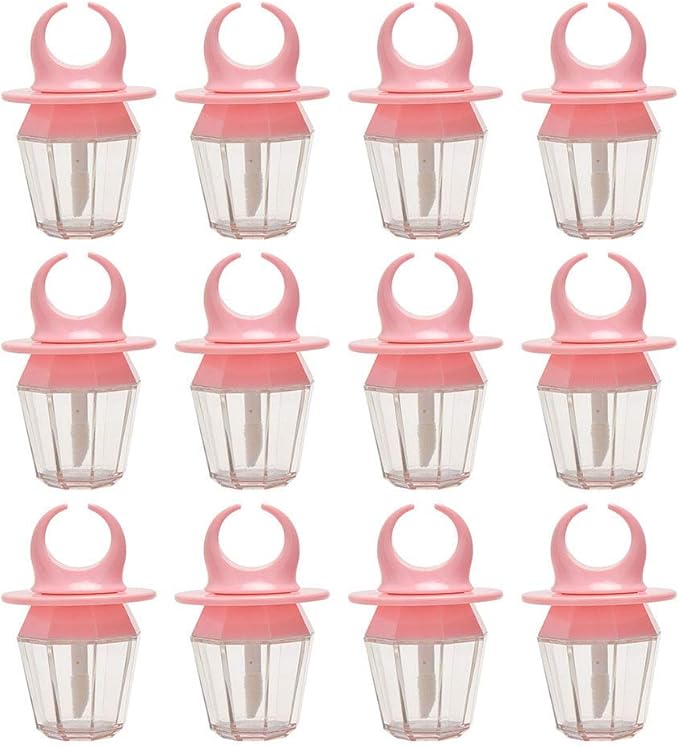 10 Pcs 8ml Pink Empty Lip Gloss Tube Bottle Diamond Ring Shape Plastic Refillable Lipgloss Tube Container Clear Lip Glaze Tube Wand Brush Lip Oil Vials DIY Cosmetic Lipstick Tube Makeup Tool