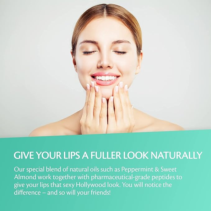 Collagen Lip Plumper Clinically Proven Lip Enhancer for Fuller Softer Lips Increased Elasticity Reduce Fine Lines Hydrating Plump Gloss Lipstick Primer 4 ml (Teal) by M3 Naturals