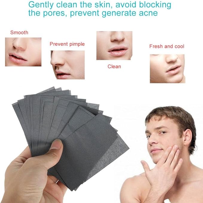 Oil Control Paper, 80Pcs/pack Men Blotter Face Oil Control Absorbing Paper Blotting Tissues, Oil Blotting Paper Sheets, Oil Absorbing Facial Sheets, Portable Blotting Papers for Face and Nose
