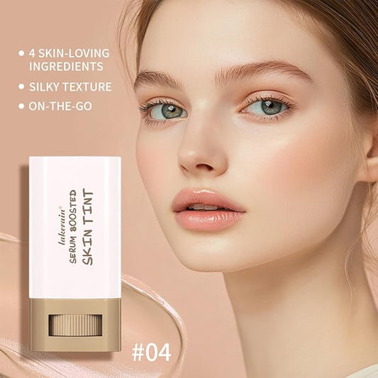 Beauty Balm Serum Boosted Skin Tint, Foundation Stick Solid Tinted Moisturizing Serum Contour Stick for Face Makeup, Buildable Medium-to-Full Coverage, Natural Finish