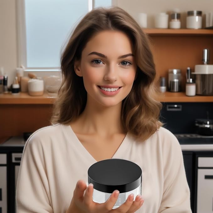 4 Packs 10ml/0.34oz Portable Loose Powder Container Makeup Case Travel Kit with Rotatable Sifter and Black Screw Lid