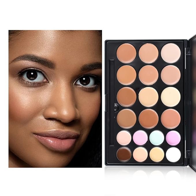 Pure Vie 20 Colors Hydrating Full Coverage Correcting Concealer Palette Camouflage Makeup Contour Kit for Conceals Corrects Dark Circles Acne + 11 Pcs Foundation Powder Concealer Eyeshadows Brushes