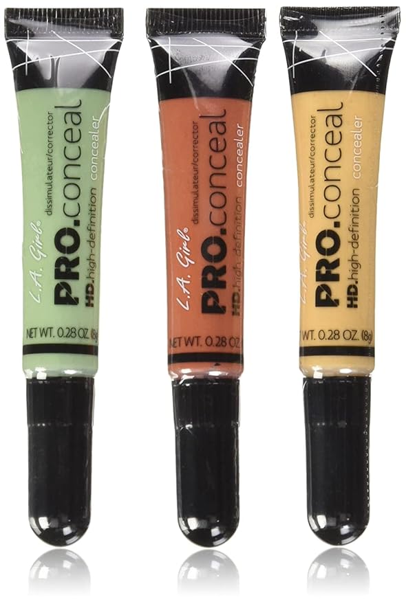 L.A. Girl Pro Conceal Set Orange, Yellow, Green Correctors, Bundle of 3 (LAX-GC990+GC991+GC992-B)