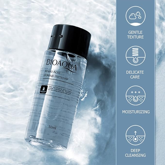 BIOAQUA Amino Acid Makeup Remover Lotion Gentle Refreshing Oil-Free Cleansing Hydrating Moisturizing Tender 50ml/1.69oz