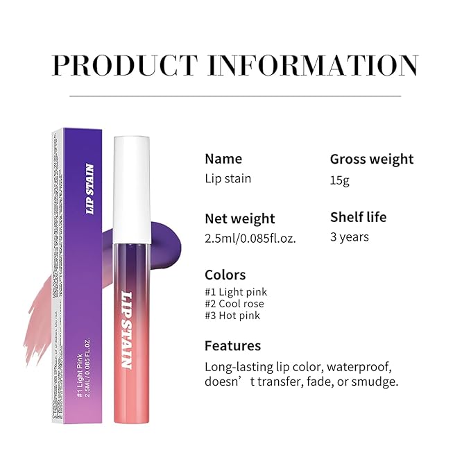 3 PCS Peel Off Lip Stain Lip Tint Set, Pinked Lip Stain Peel Off Matte Lip Liner, Long-Lasting Lip Tint Stain Peel Off Lip Gloss, Waterproof Non-stick Cup Peel Off Lipstick Lip Stains for Women