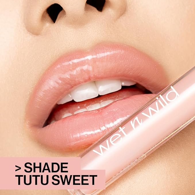 wet n wild MegaSlicks Lip Gloss, Ultra-Glossy, Vitamin-E Enriched, Ultra-Gloss High Shine Moisturizing, Cruelty-Free & Vegan - Champagne Please