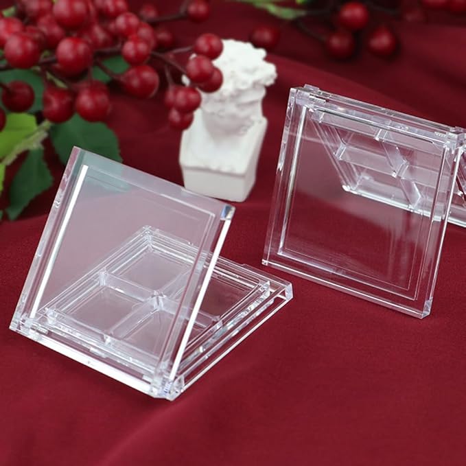 2Pcs Empty Eye Shadow Box Transparent Square Eye Shadow Box Empty Eyeshadow Eyeshadow Pans Containers for Eyeshadow Powder Blusher