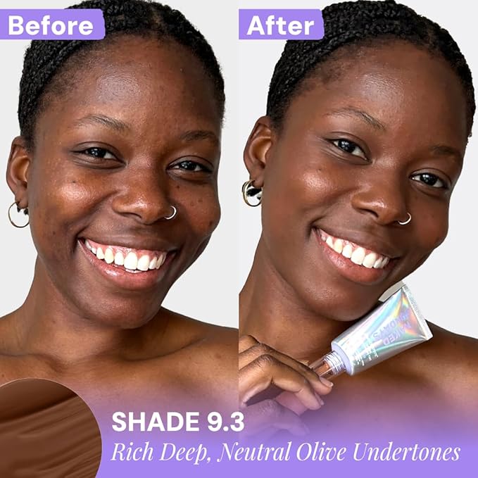 Naked Sundays BeautyScreen™ SPF 50 Mineral Peptide Foundation Tint – 2-in-1 Skin Tint & Mineral Sunscreen | Radiant, Buildable Coverage, Acne-Safe, Infused with Peptides (9.3 Rich Deep, 1.01 oz)