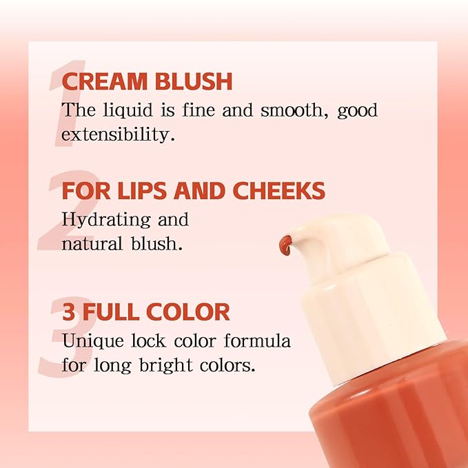 Liquid Blush, Multi-Use Make Up for Cheeks & Lips, High Pigment Matte Blush, Silky Creamy & Blendable Color for Highlighting Contour, Creating a Natural Moisturizing Finish