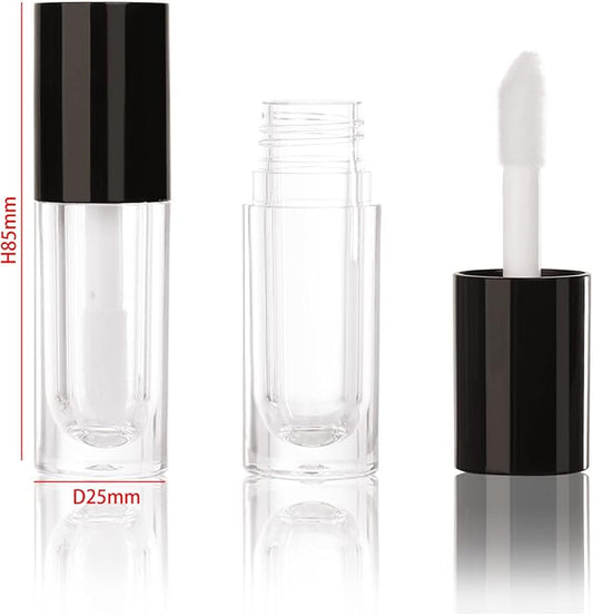 COSIDEA 30pcs Black Empty 6ml 0.2oz Lip Gloss Tubes with Big Doe Foot Wand,Round Lipgloss Containers,Concealer Tube Cosmetic Packing Container Bulk Wholesale