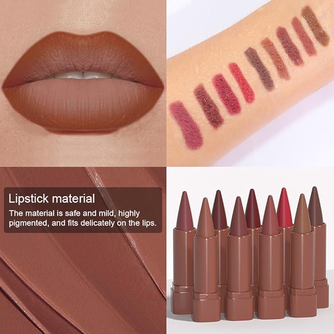 Light Brown Gradient Matte Lipstick Crayon Lip Liner Pencil,Women Long Lasting Waterproof Smudge Proof Lipstick for Daily Makeup,Flawless Contour Gradual Ombre Effect Lip Pencil 04#