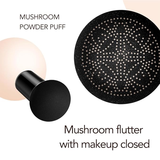 Mushroom Head Air Cushion CC Cream Foundation, Moisturizing Concealer BB Cream Nude Long Lasting Matte CC Cream Makeup Liquid Foundation (1pcs Brunet Brown)