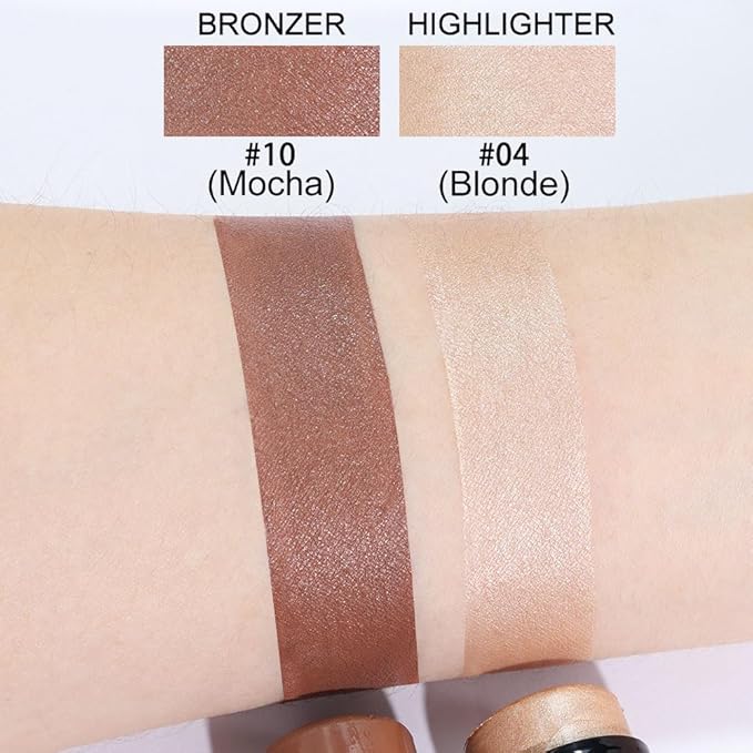 Kaely 2Pcs Cream Contour Highlighter Stick Kit,Bronzer Cheek Contouring Highlight Palette,Primer Makeup Face Brightens & Shades,maquillaje contorno en crema Bronzing Concealer Stick Waterproof,04+10