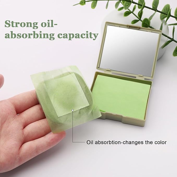 Oil Blotting Sheets for Face With Travel Makeup Mirror-1 Pack(total 100 sheets), Oil Absorbing Sheets for Face, Makeup Friendly, Blotting Papers for Oily Skin