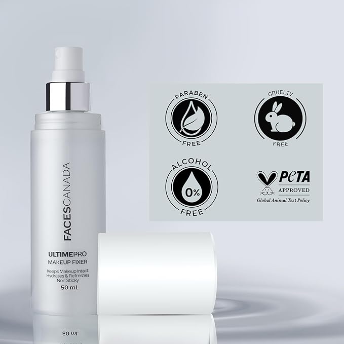 Ultime Pro Makeup Fixer | Long Lasting Setting Spray | Hydrating & Refreshing Facial Mist with Hyaluronic Acid | Lightweight & Non Sticky | 1.69 Fl Oz (50ml)