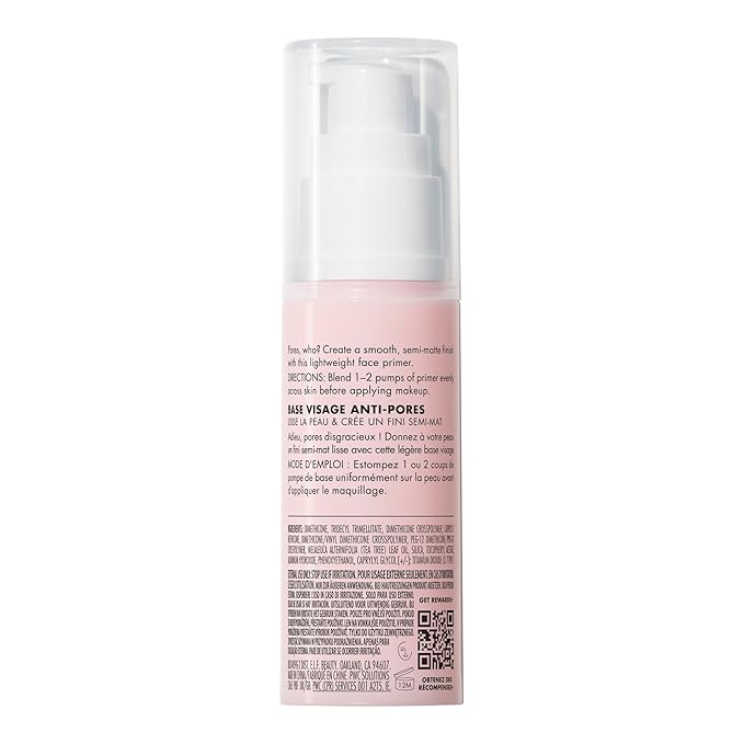 e.l.f, Poreless Face Primer - Large, Silky, Skin-Perfecting, Lightweight, Long Lasting, Absorbs Quickly, Smooths, Preps, Creates Flawless Base, Infused with Tea Tree and Vitamins A & E, 1.01 Fl Oz