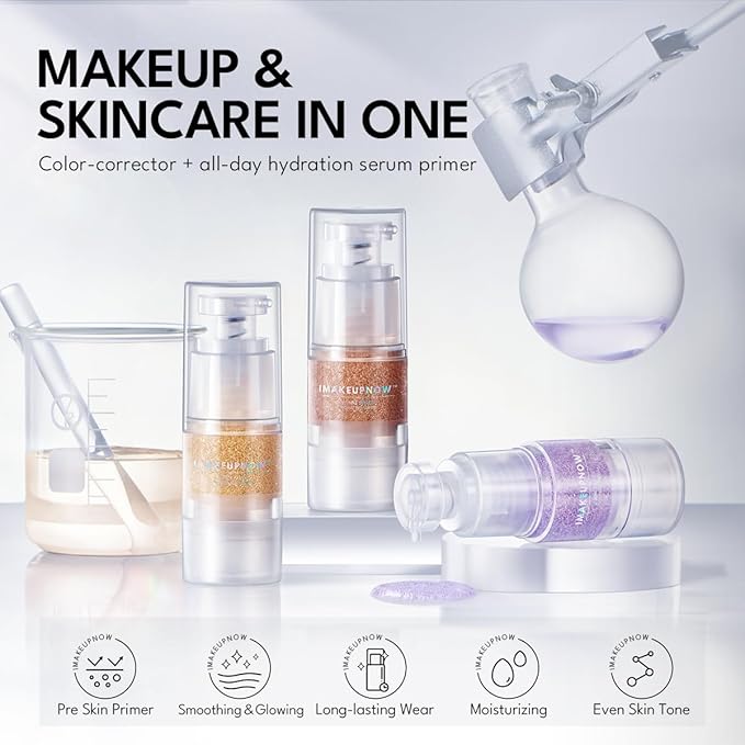 Primer Set, 2 in 1 All Day Hydration And Color Corrector Primer for Face Dry Skin Before Makeup, Lightweight, Tackle Dryness, Christmas Gift for Her, for Medium to Deep Skin