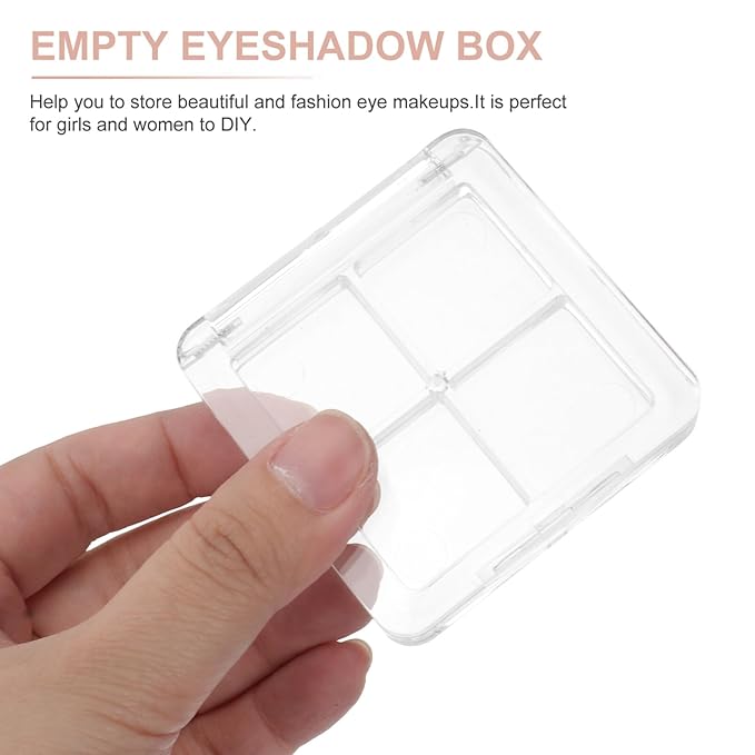 Beaupretty 2PCS Empty Makeup 4 Grids DIY Blush Lipstick Eyeshadow Powder Dishes Boxes Tray Holder for Women Girls Makeup Mixing Tray Magnetic Travel Containers
