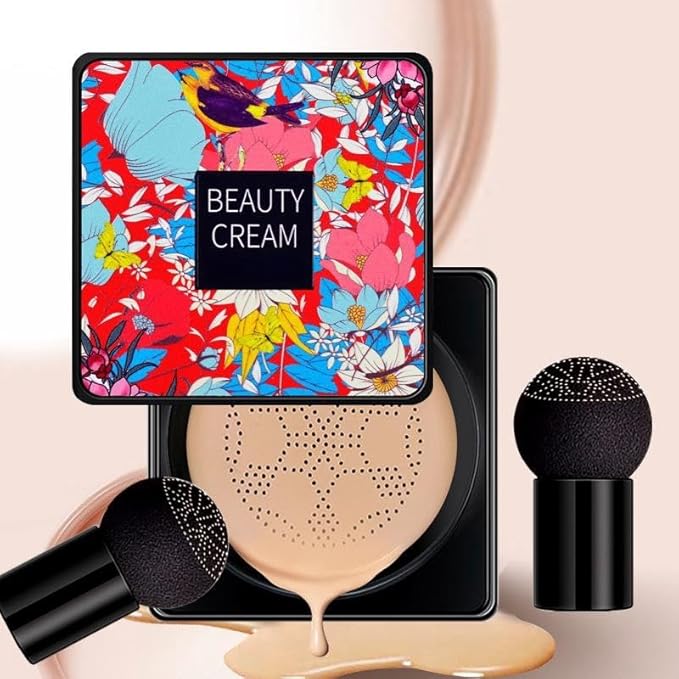 Mushroom Head Air Cushion BB Cream Even Skin Tone Makeup Base PrimerConcealer Lasting Nude Makeup Moisturizing Brightening Pigment CC Liquid Foundation (C-2PC)