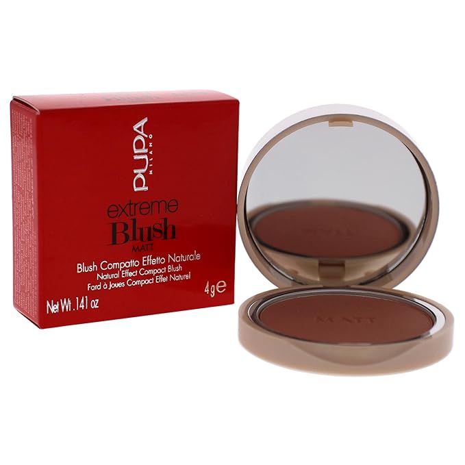 PUPA Milano Extreme Blush Matt - Lightweight - Pure Matte Color - Fresh And Natural Effect - Ultra Soft Texture Merges Perfectly With Skin - Suitable For All Skin Types - 005 Rose Brown - 0.141 Oz