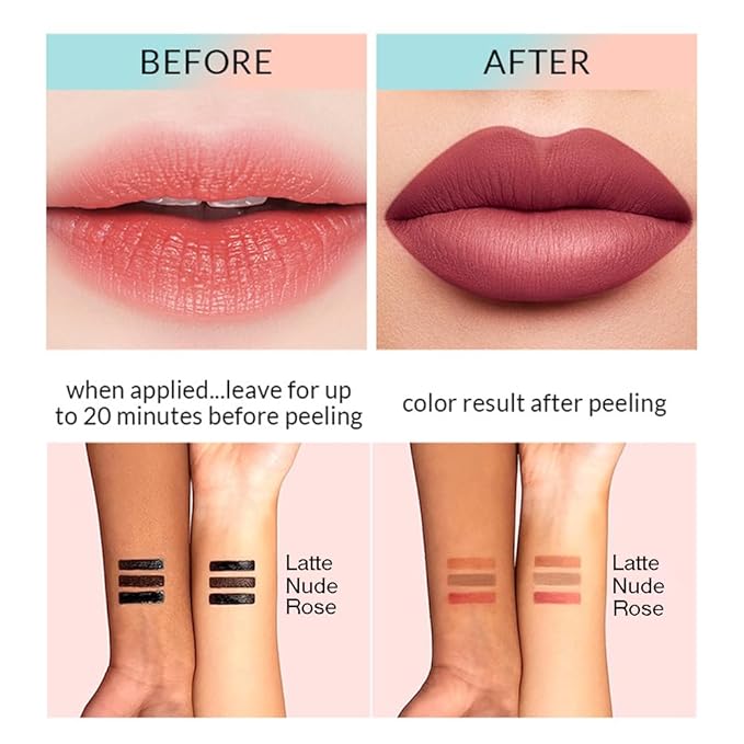 Waterproof Peel-Off Lip Liner Stain - Long-Lasting, Non-Stick, Vivid Color, Creamy Texture, Moisturizing, and Enhances Complexion for All Skin Types (Rose, 1pc)