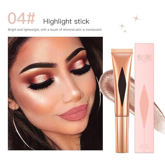 Concealer Stick,Contour Stick Makeup Liquid Highlight and Contour Wand,Cream Contour Stick with Soft Cushion Applicator,Foundation Highlight Makeup Bronzer Stick for Face