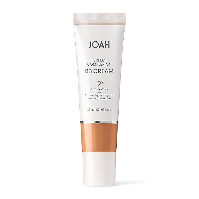 JOAH Beauty Perfect Complexion BB Cream with Hyaluronic Acid and Niaciminade, Korean Makeup with Medium Buildable Coverage, Evens Skin Tone, Lightweight, Semi Matte Finish, Tan with Warm Undertones
