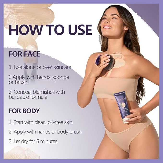 2Pcs Body Makeup Coverage Set, All Over Complexion Perfector, Waterproof Complexion Perfector, Long-Lasting Transfer-Resistant Cream, Cream Body Makeup