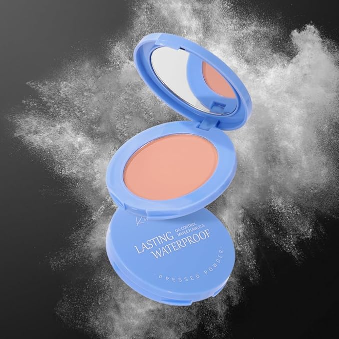 LAMUSELAND Pressed Powder Compact, Oil Control Brighten Skin 6 Colors Face Powder, Whitening Highlighting Face Makeup Tools for Women Girls (KI01)