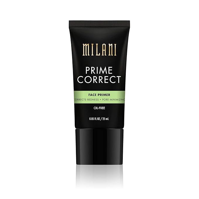 Milani Prime Correct Face Primer - Corrects Redness + Pore-Minimizing (0.85 Fl. Oz.) Vegan, Cruelty-Free Face Makeup Primer to Color Correct Skin & Reduce Appearance of Pores