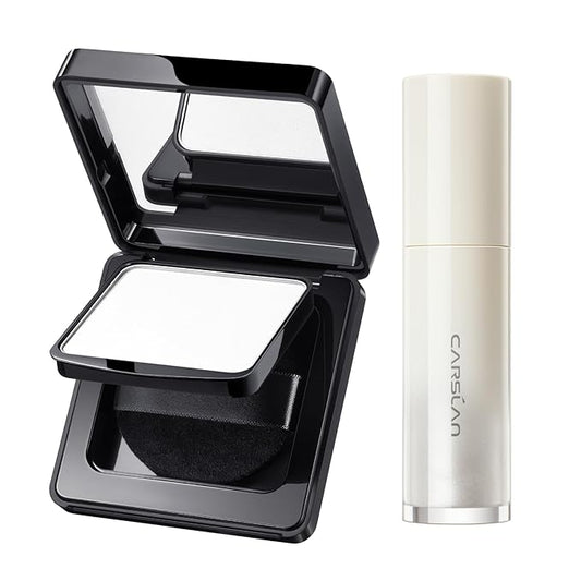 Oil Control Face Pressed Powder Compact 01 and 3D Liquid Highlighter 01, Face Cosmetics Kit, 2Pcs