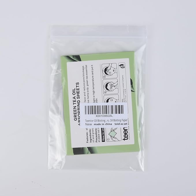 Teenitor Oil Blotting Sheets for Face, 100 Sheets Green Tea Oil Absorbing Tissues Paper, Large 10cmx7cm Oil Blotters