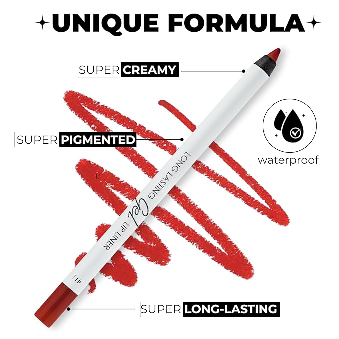 Red Matte Lip Essentials Bundle: Gel Lip Liner Pencil and Powder Drop Lipstick Set