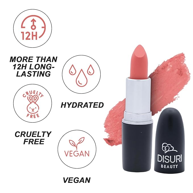 Matte Bullet Long Wear Lipstick - Vegan and Cruelty-Free - Smudge and Waterproof Matte Lipstick with Moisturizing Formula - All Day Comfort - (Rose Petal #12)