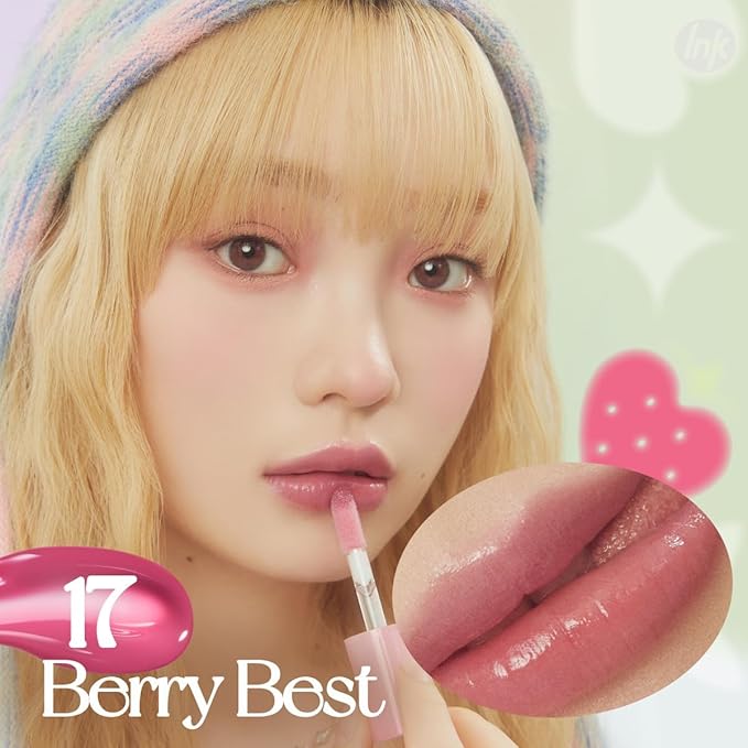 Peripera Ink Glasting Lip Gloss, Non-Sticky, Gloss Shine, 4XL Wand for Easy Application, Korean Lip Gloss, Fuller Looking Lips, Buttery Soft, Long Lasting Lip (017 BERRY BEST)