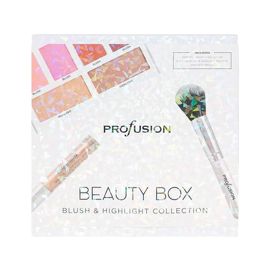 Profusion Cosmetics Beauty Box Blush and Highlight Collection, Includes 6 Blush and Highlight Shades, 1 Face Brush and Shimmer Cream Highlighter