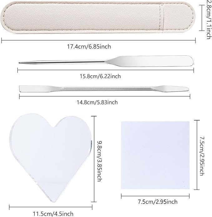 Cobahom 7PCS Acrylic Makeup Mixing Palettes Non-Crack Makeup Tray with Metal Spatulas, Disposable Nail Palette Papers for Foundation Eye Shadow Nail Polish Pigment Blending (Transparent)