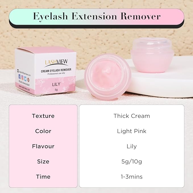 LASHVIEW Eyelash Extension Remover Cream, Light Lily Flavor Cream,Eyelash Adhesive Remover, Professional Eyelash Extensions Remover for Salon,10g