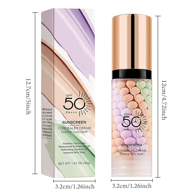 3 In 1 Primer for Face Before Makeup, SPF 50 Sunscreen Isolation Cream, One Step Color Corrector Face Primer, Oil Control & Moisturizing Skin Tone Correcting Hydrating Makeup Base (Purple, 01)