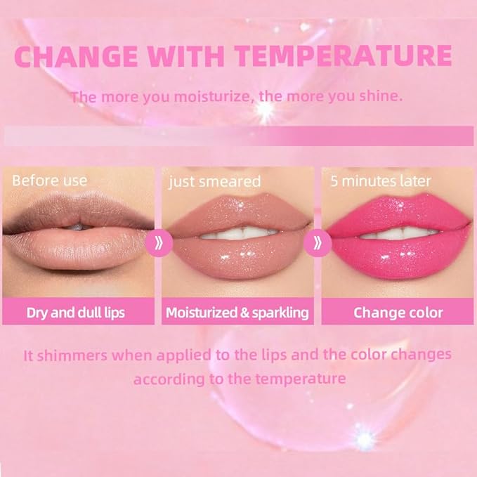 Magic Color Changing Lip Oil Lip Stain, Moisturizing Color Changing Lip Gloss, Nourishing Repairing Lip Glow Oil Non-Sticky Primer Lip Tint Fresh Clear Lip Care,1 PC