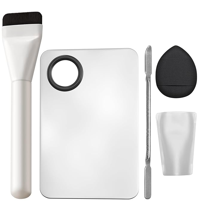 Makeup Mixing Palette for Foundation, Professional Artist Kit Essentials, Stainless Steel Plate with Spatula, Also Great for Nail Art, Eye Shadow & Color Blending(4-in-1)