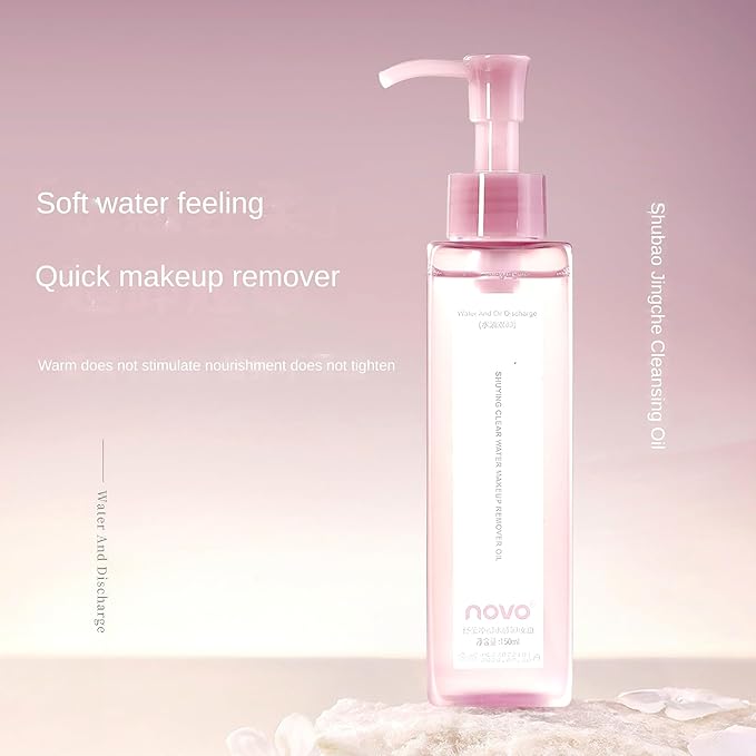 Novo Soothing Makeup Remover Oil – Hydrating, Non-Irritating, Deep Cleansing for Face, Eyes & Lips, Olive Oil, Vitamins E/A/D, Chamomile & Aloe, Dual-Phase Emulsification, For All Skin Types.