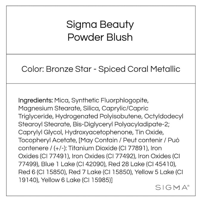 Sigma Beauty Spiced Coral Blush Palette - Long Lasting Blush Pressed Powder - Gluten Free, Cruelty Free, Vegan Makeup Palette - Bronze Star