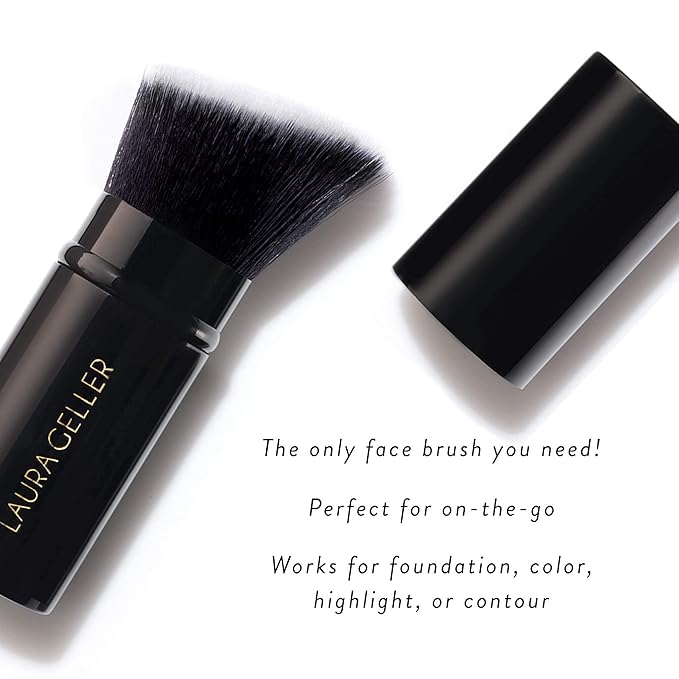 LAURA GELLER NEW YORK Ready-n-Radiant Kit (3 PC) - Baked Bronze-n-Brighten, Mediium + Spackle Super-Size Skin Perfecting Primer, Champagne Glow + Retractable Angled Kabuki Brush