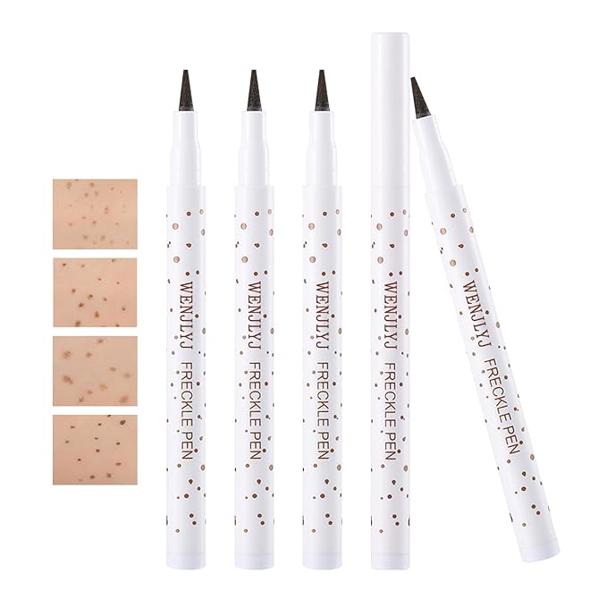 4 Colors Freckle Makeup Pen - Waterproof, Lightweight, Long Lasting, Quick Dry - Light Brown, Natural Coffee, Chestnut, Dark Brown