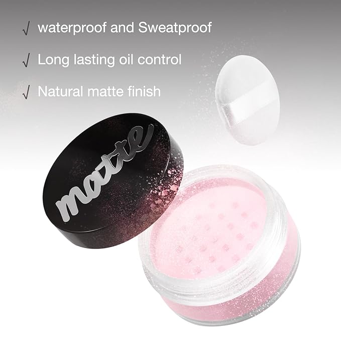 Boobeen Lightweight Translucent Loose Setting Powder Makeup, Matte Non-Sticky Finishing Baking Makeup, Concealing Nude Face Pressed Foundation Powder for Women With Puff